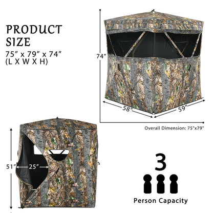 3 Person Portable Surround View Tent with Slide Mesh Window, Camouflage Tents   at Gallery Canada