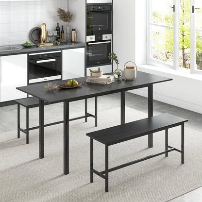 3 Piece Dining Table Set for 4-6 with 2 Benches, Black Dining Room Sets   at Gallery Canada