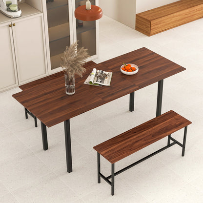 3 Piece Dining Table Set for 4-6 with 2 Benches, Walnut Dining Room Sets   at Gallery Canada