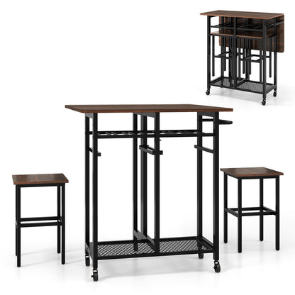 3 Piece Dining Table Set with 6-Bottle Wine Rack, Brown Dining Room Sets   at Gallery Canada