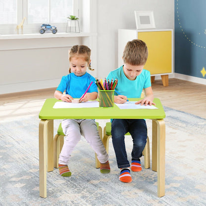 3 Piece Kids Wooden Activity Table and 2 Chairs Set, Green Kids Table & Chair Sets   at Gallery Canada