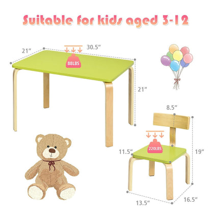 3 Piece Kids Wooden Activity Table and 2 Chairs Set, Green Kids Table & Chair Sets   at Gallery Canada