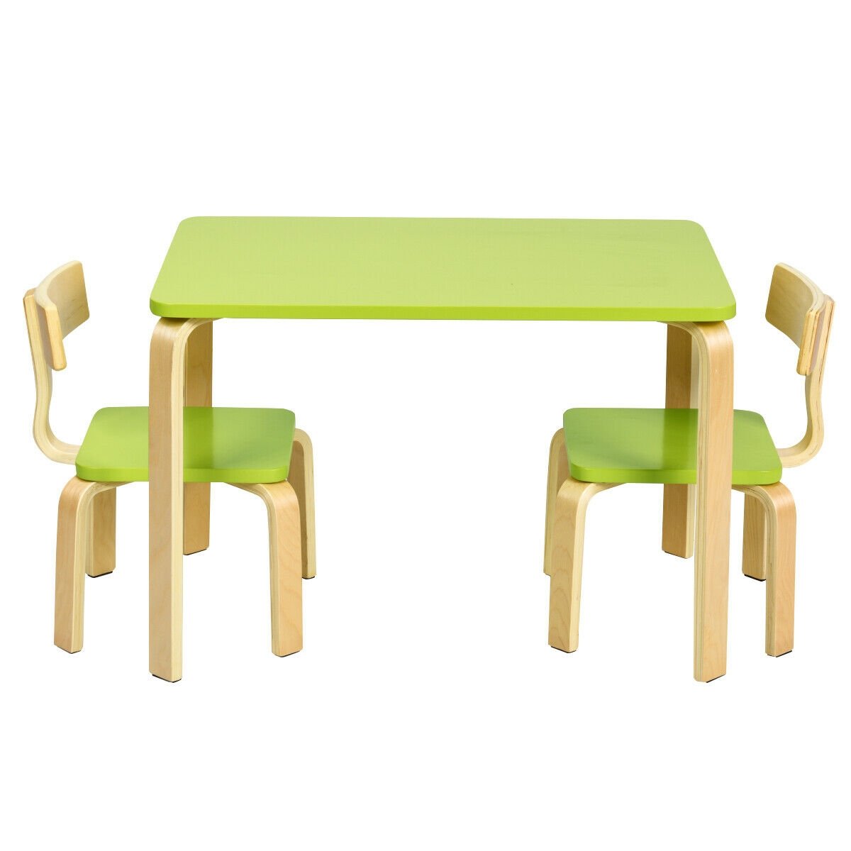 3 Piece Kids Wooden Activity Table and 2 Chairs Set, Green Kids Table & Chair Sets   at Gallery Canada