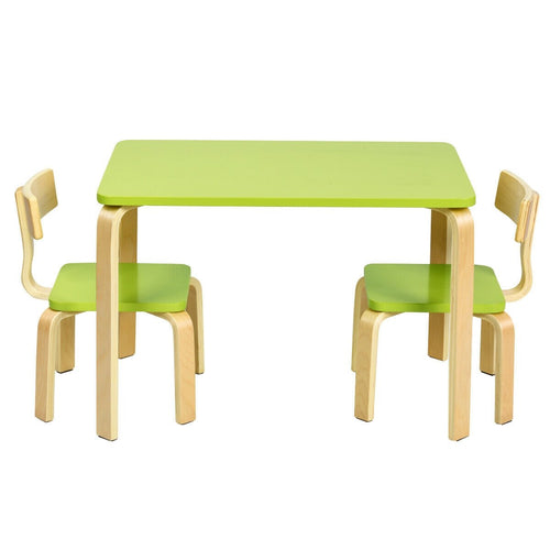 3 Piece Kids Wooden Activity Table and 2 Chairs Set, Green