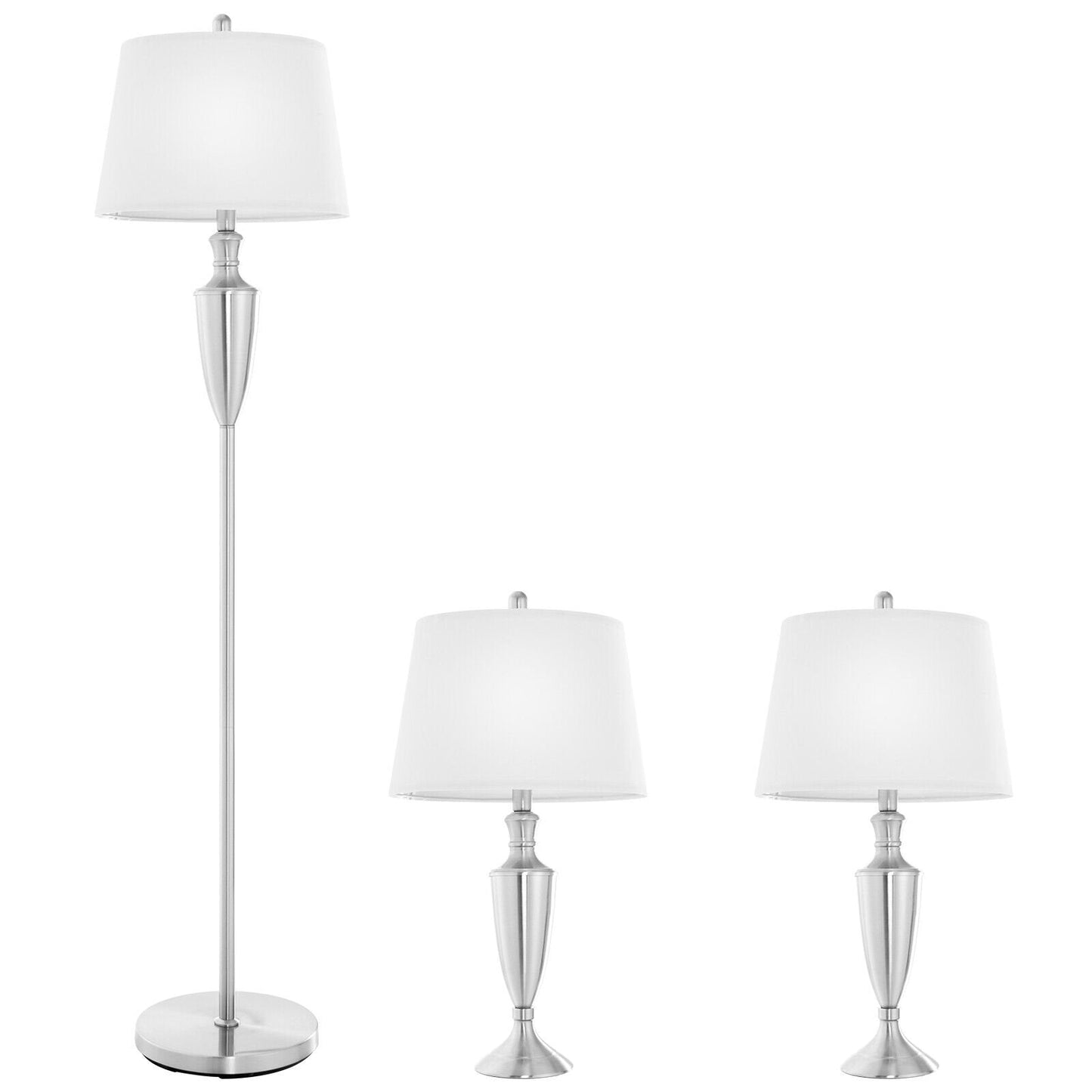 3 Piece Lamp with Set Modern Floor Lamp and 2 Table Lamps, Silver Table & Floor Lamps   at Gallery Canada