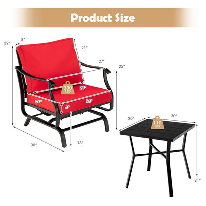 3 Piece Patio Rocking Chair Set with Coffee Table, Red Patio Conversation Sets   at Gallery Canada