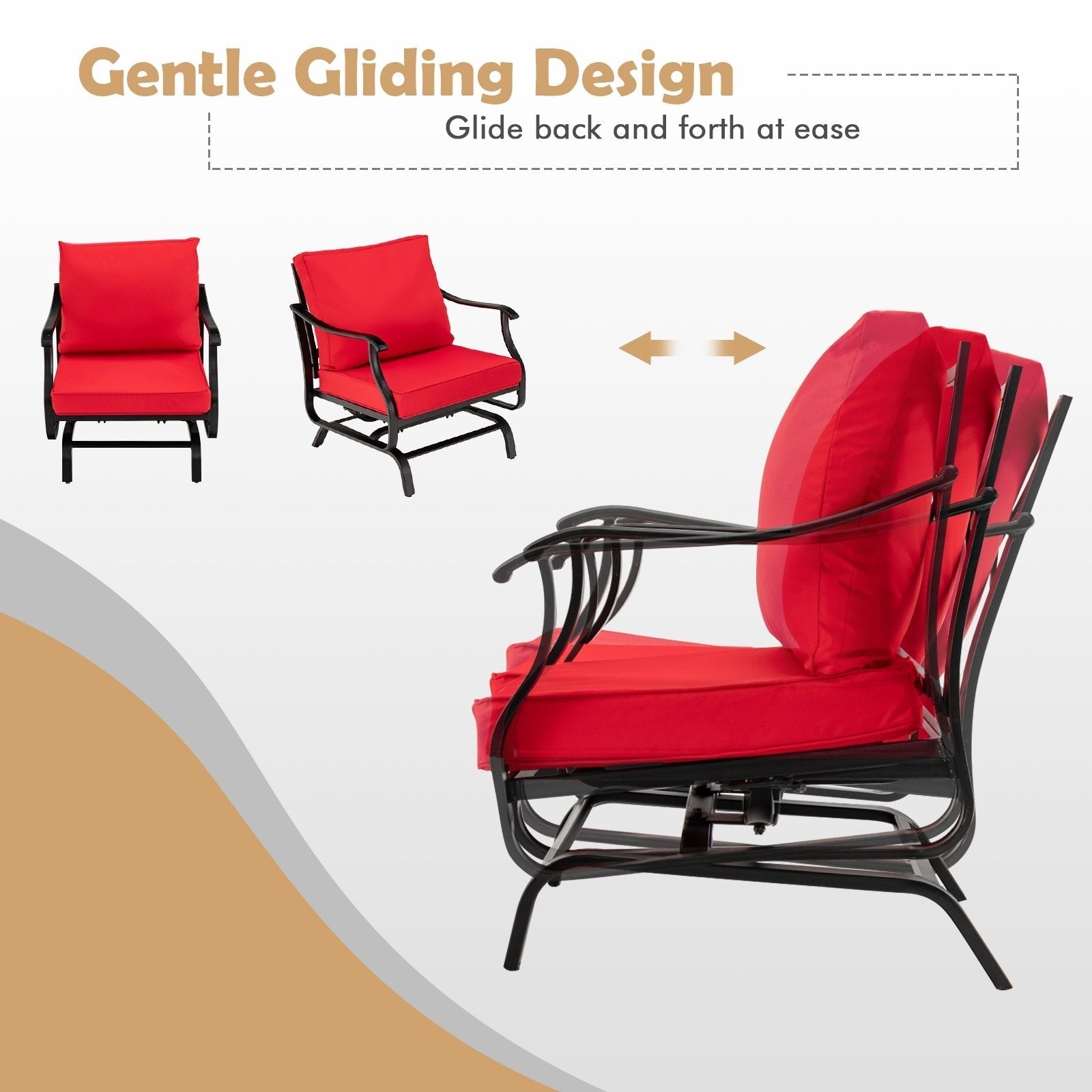 3 Piece Patio Rocking Chair Set with Coffee Table, Red Patio Conversation Sets   at Gallery Canada