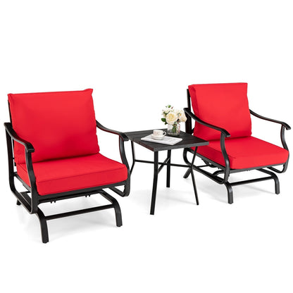 3 Piece Patio Rocking Chair Set with Coffee Table, Red Patio Conversation Sets   at Gallery Canada