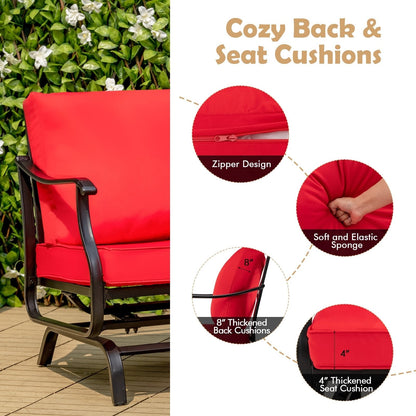 3 Piece Patio Rocking Chair Set with Coffee Table, Red Patio Conversation Sets   at Gallery Canada