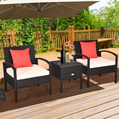 3 Piece PE Rattan Wicker Sofa Set with Washable and Removable Cushion for Patio, White Patio Conversation Sets   at Gallery Canada