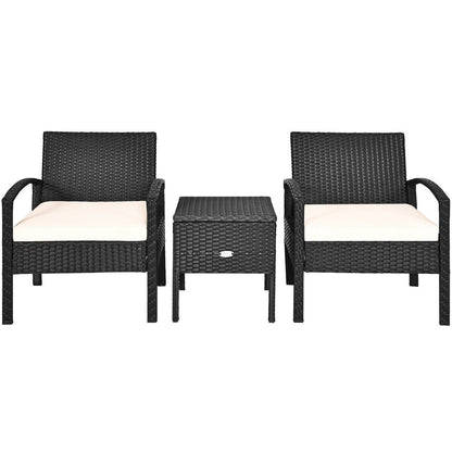 3 Piece PE Rattan Wicker Sofa Set with Washable and Removable Cushion for Patio, White Patio Conversation Sets   at Gallery Canada