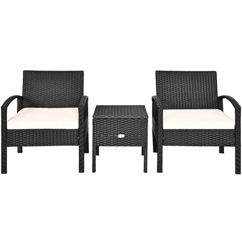 3 Piece PE Rattan Wicker Sofa Set with Washable and Removable Cushion for Patio, White