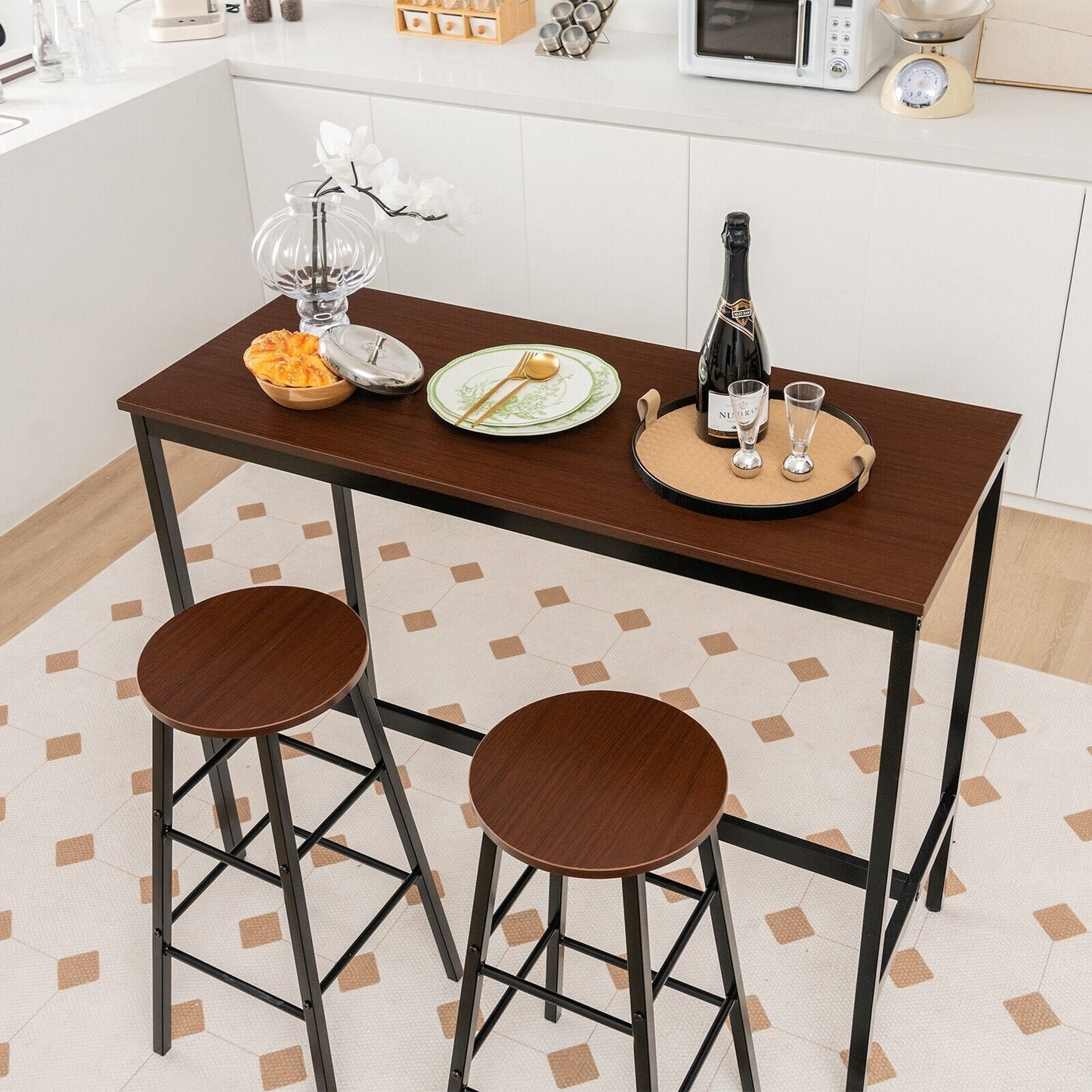 3 Piece Pub Table and Stools Kitchen Dining Set, Brown Dining Room Sets   at Gallery Canada