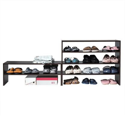 3 Pieces 31-Inch Stackable Multi-Shape Shoe Rack, Brown Shoe Racks & Storage Benches   at Gallery Canada