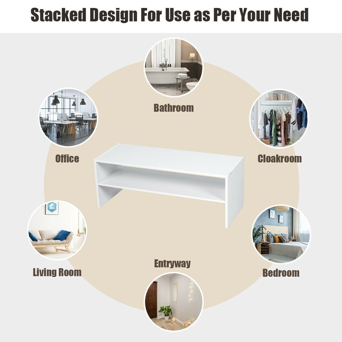 3 Pieces 31-Inch Stackable Multi-Shape Shoe Rack, White Shoe Racks & Storage Benches   at Gallery Canada