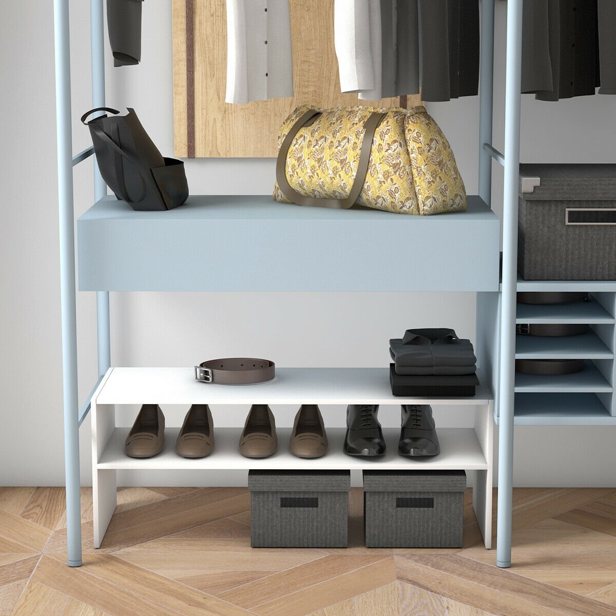 3 Pieces 31-Inch Stackable Multi-Shape Shoe Rack, White Shoe Racks & Storage Benches   at Gallery Canada