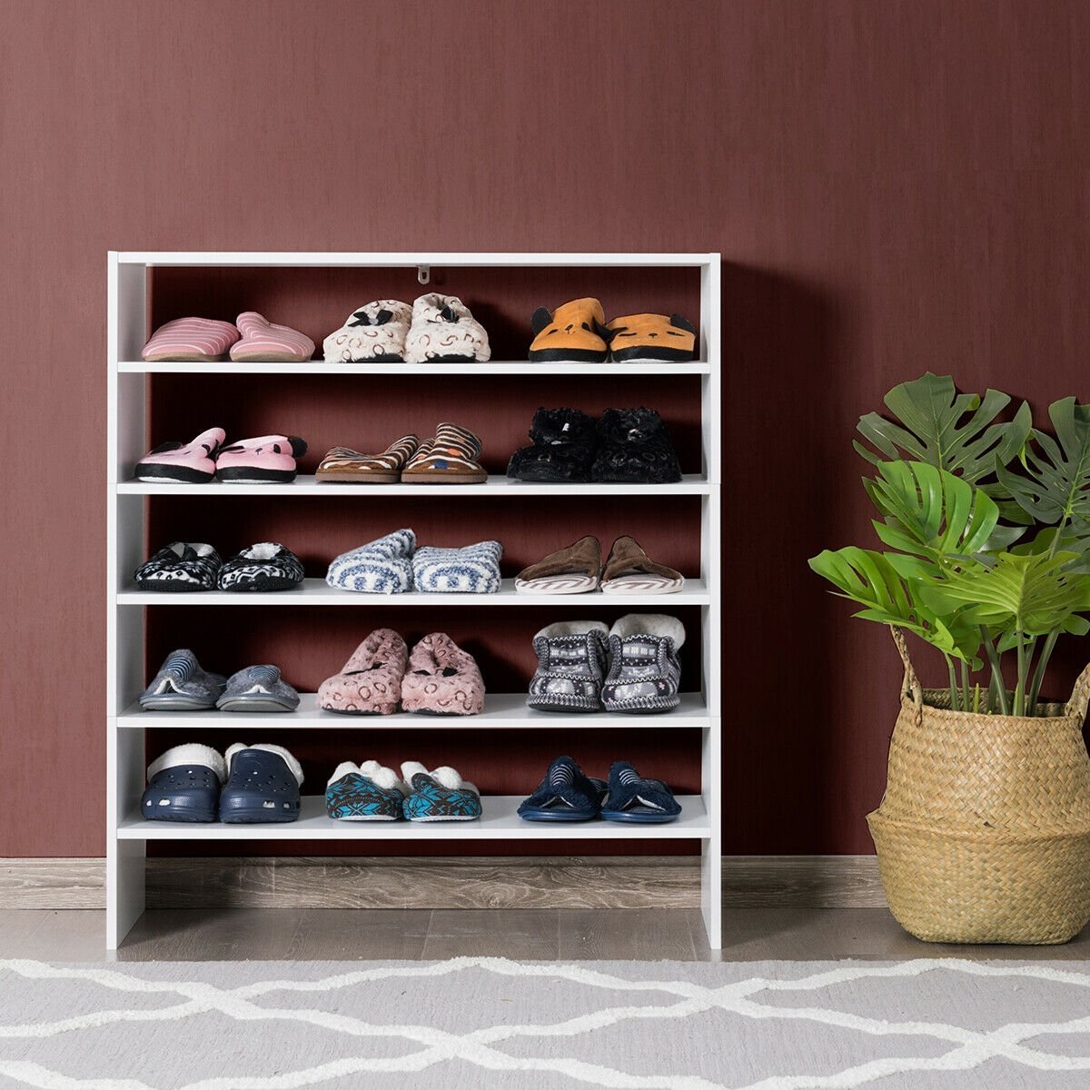 3 Pieces 31-Inch Stackable Multi-Shape Shoe Rack, White Shoe Racks & Storage Benches   at Gallery Canada