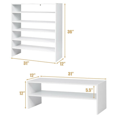 3 Pieces 31-Inch Stackable Multi-Shape Shoe Rack, White Shoe Racks & Storage Benches   at Gallery Canada