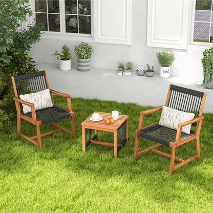 3 Pieces Acacia Wood Patio Furniture Set with Armchairs Coffee Table, Multicolor Patio Conversation Sets   at Gallery Canada