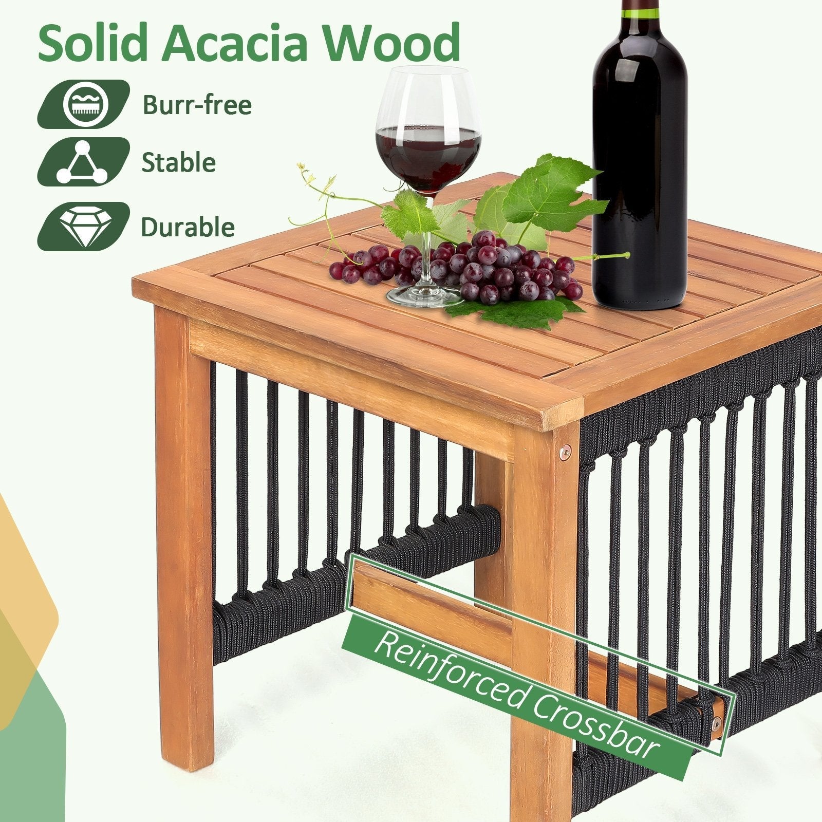 3 Pieces Acacia Wood Rocking Bistro Set Patio Conversation Sets   at Gallery Canada