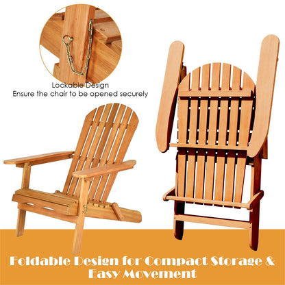 3 Pieces Adirondack Chair Set with Widened Armrest, Natural Patio Conversation Sets   at Gallery Canada