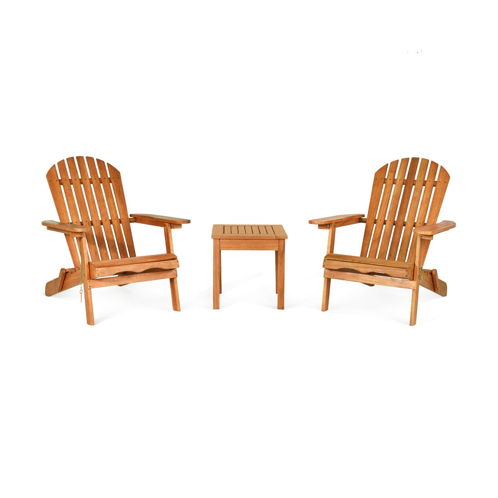 3 Pieces Adirondack Chair Set with Widened Armrest, Natural Patio Conversation Sets   at Gallery Canada