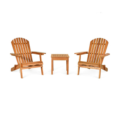 3 Pieces Adirondack Chair Set with Widened Armrest, Natural Patio Conversation Sets   at Gallery Canada