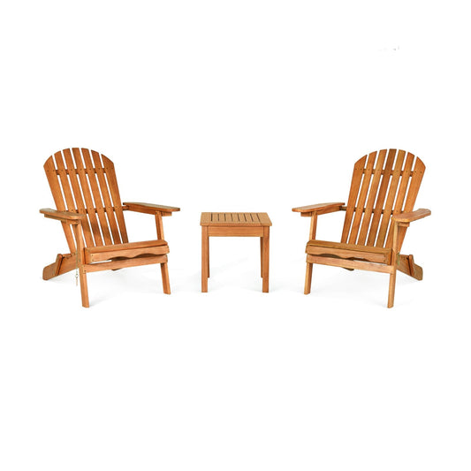 3 Pieces Adirondack Chair Set with Widened Armrest, Natural Patio Conversation Sets   at Gallery Canada