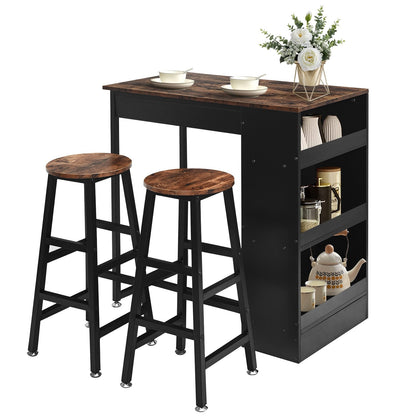 3 Pieces Bar Table Set with Storage, Brown Dining Room Sets   at Gallery Canada