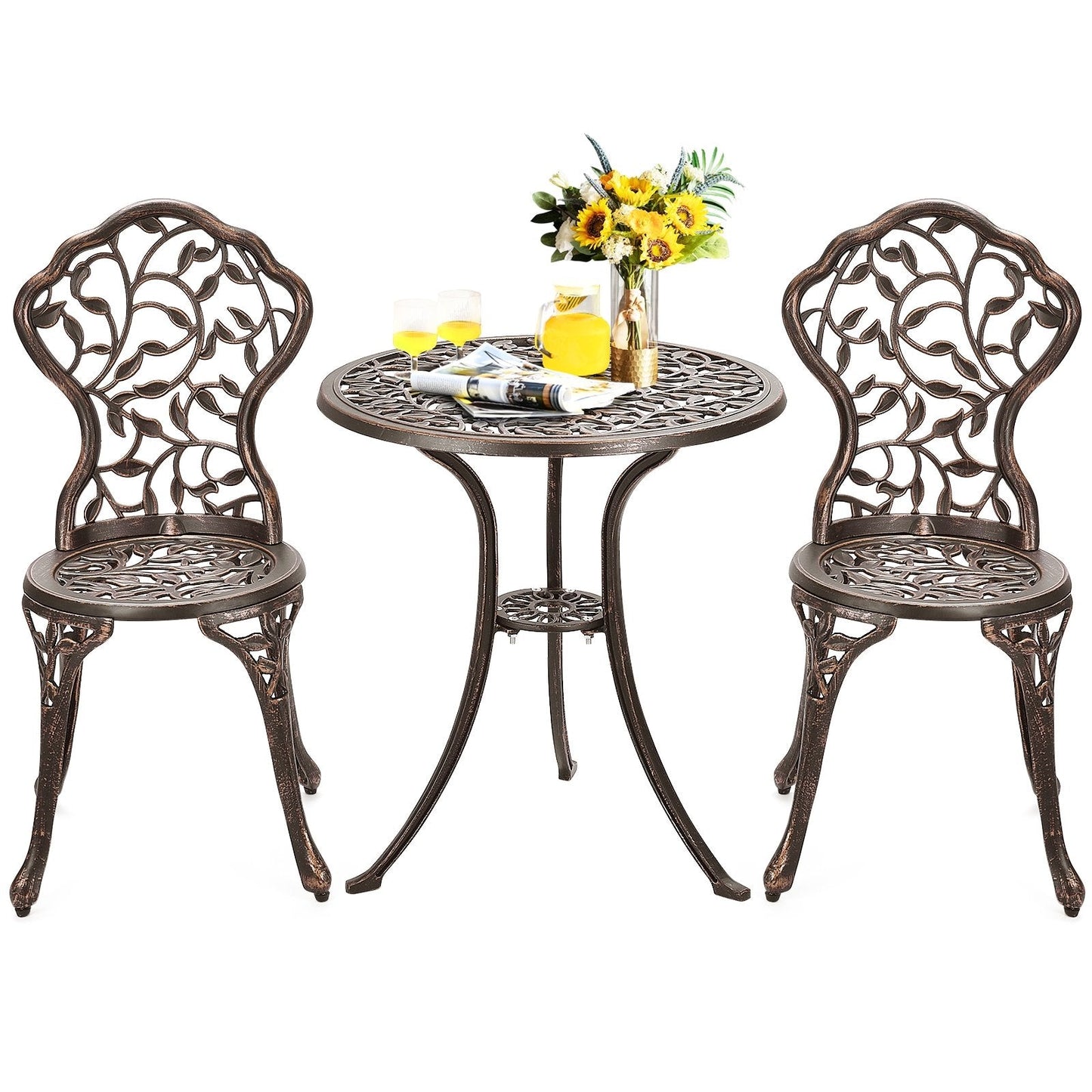 3 Pieces Cast Aluminum Bistro Set, Bronze Patio Conversation Sets   at Gallery Canada