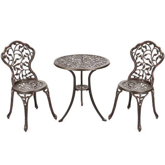 3 Pieces Cast Aluminum Bistro Set, Bronze Patio Conversation Sets   at Gallery Canada