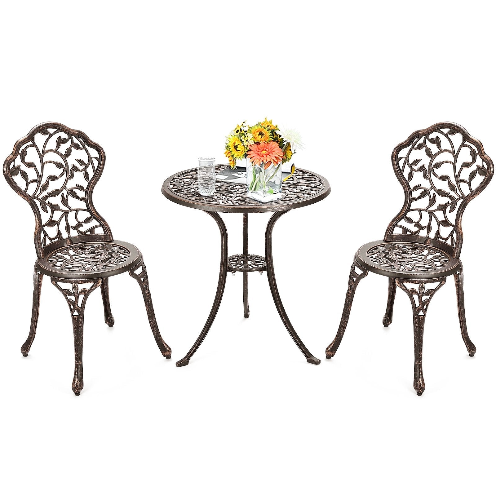 3 Pieces Cast Aluminum Bistro Set, Bronze Patio Conversation Sets   at Gallery Canada