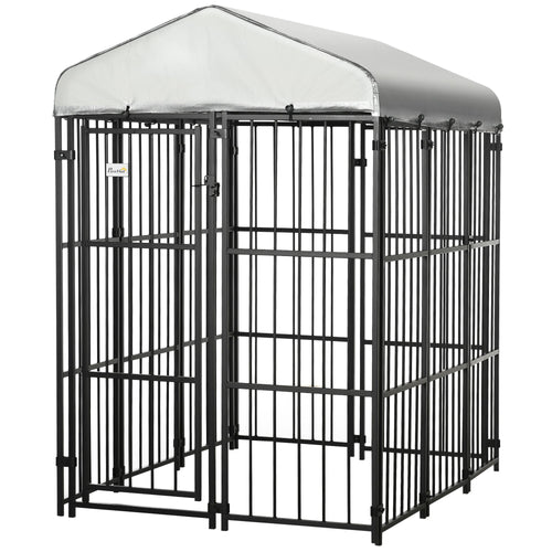 Galvanised Steel Outdoor House Heavy Duty Dog Kennel, Black