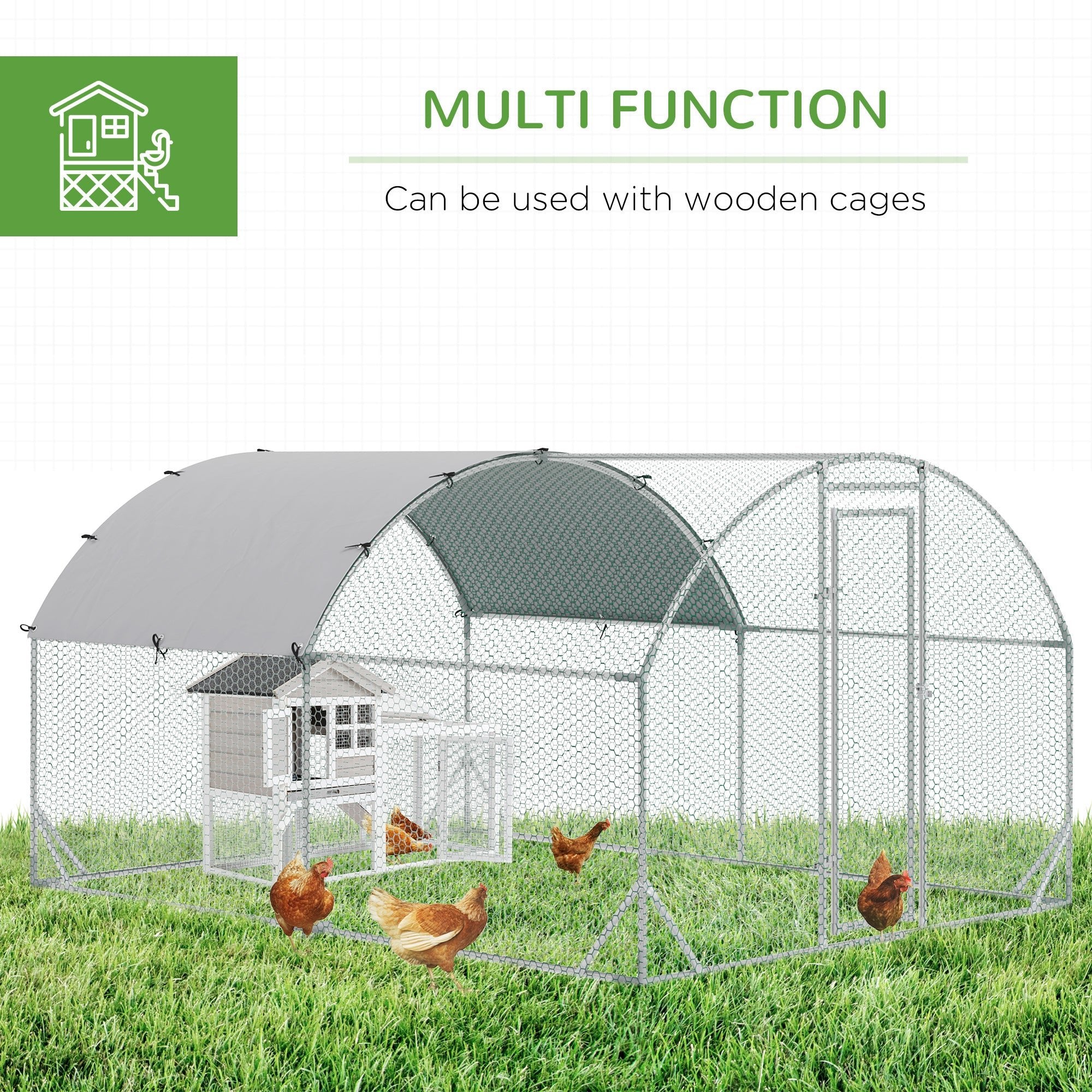 Galvanized Metal Chicken Coop Cage Walk-in Enclosure 9.2' x 12.5' x 6.5' Silver Chicken Coops   at Gallery Canada