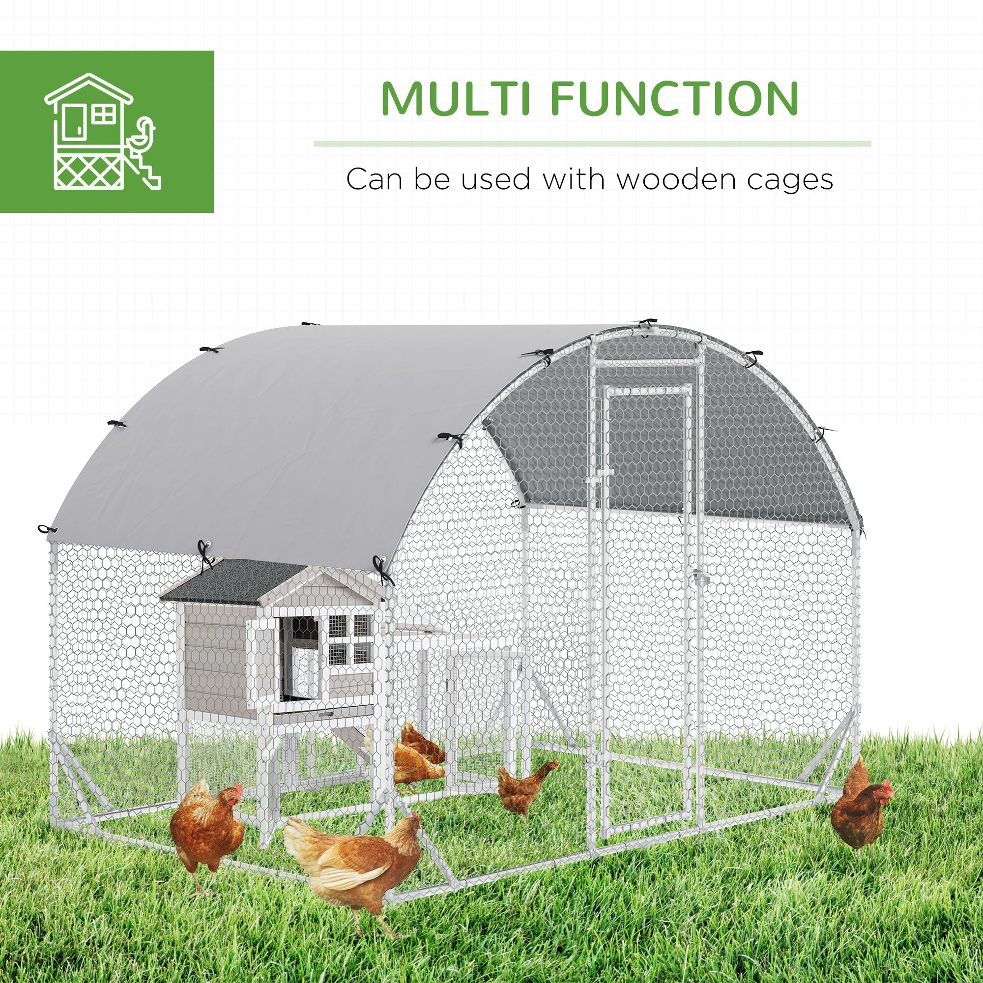 Large Galvanized Metal Chicken Coop Cage with Cover for Outdoor Backyard, Silver Chicken Coops   at Gallery Canada