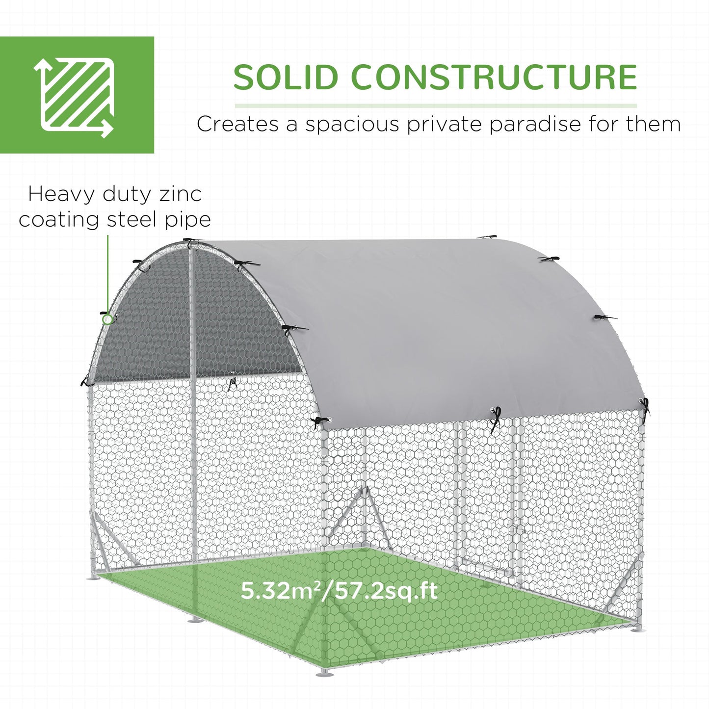 Large Galvanized Metal Chicken Coop Cage with Cover for Outdoor Backyard, Silver Chicken Coops   at Gallery Canada