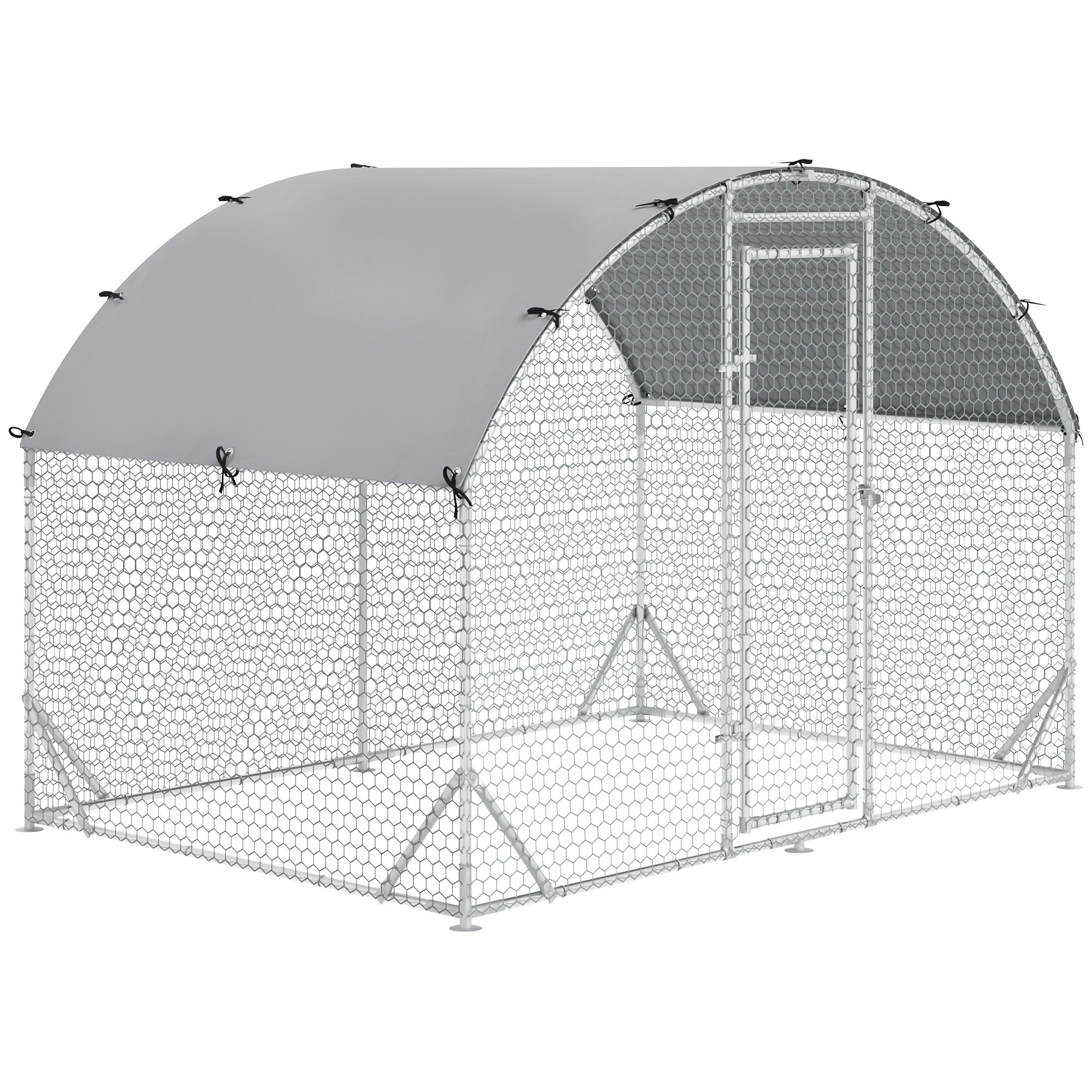 Large Galvanized Metal Chicken Coop Cage with Cover for Outdoor Backyard, Silver Chicken Coops Silver  at Gallery Canada