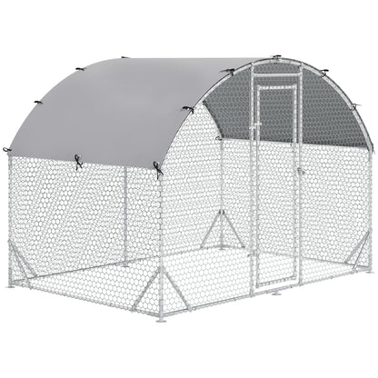 Large Galvanized Metal Chicken Coop Cage with Cover for Outdoor Backyard, Silver Chicken Coops Silver  at Gallery Canada