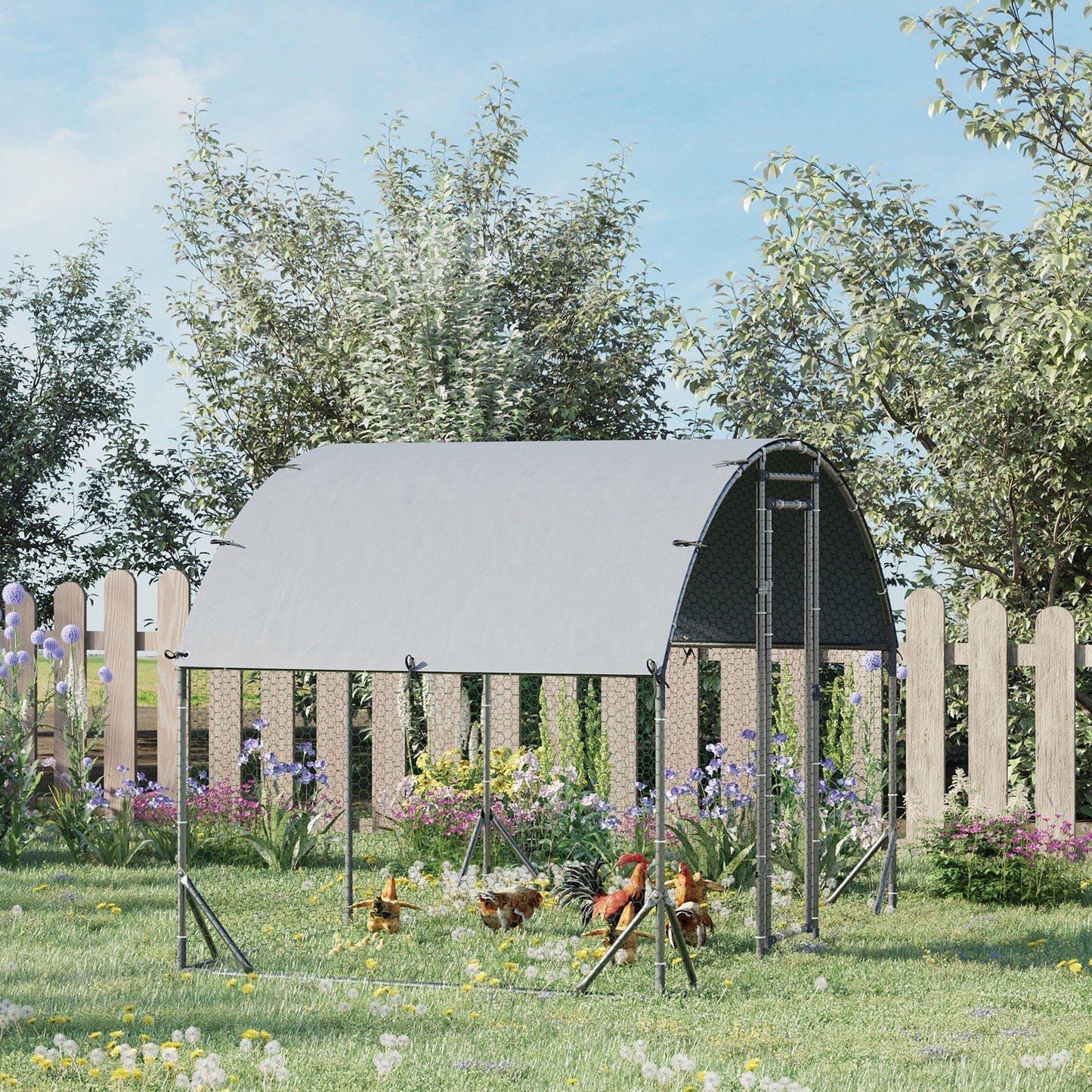 Large Galvanized Metal Chicken Coop Cage with Cover for Outdoor Backyard, Silver Chicken Coops   at Gallery Canada