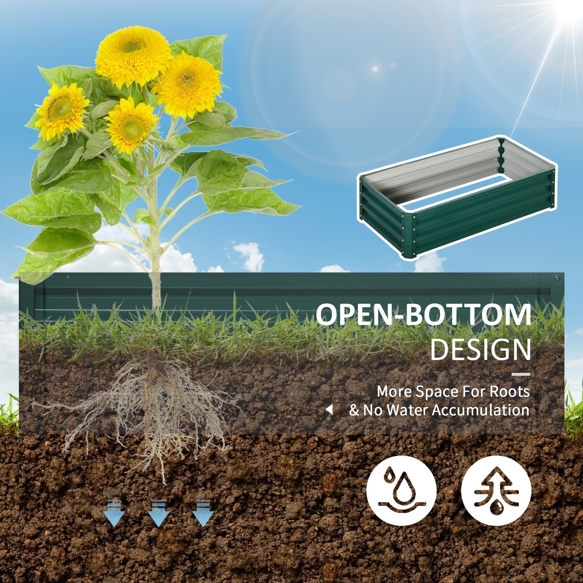 Galvanized Raised Garden Bed, Outdoor Planter Box for Vegetables, Flowers, Herbs, 4' x 2' x 1', Green Galvanized Planter Boxes   at Gallery Canada