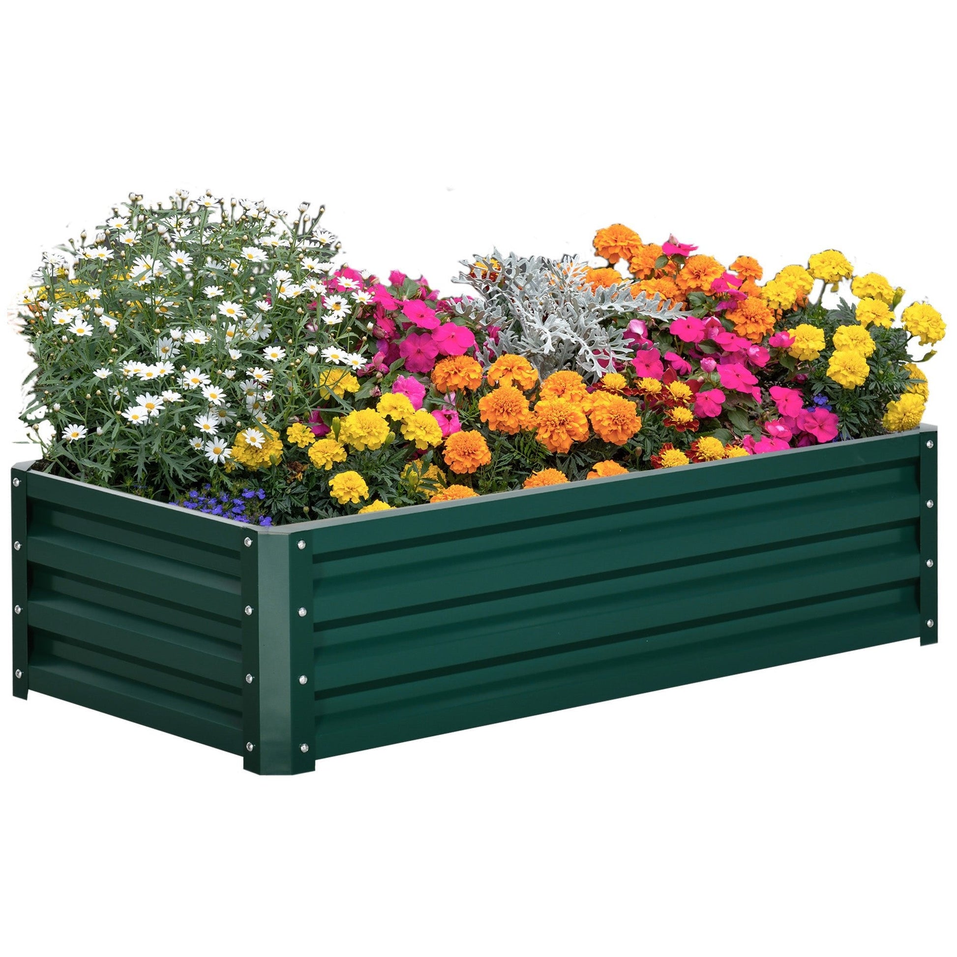 Galvanized Raised Garden Bed, Outdoor Planter Box for Vegetables, Flowers, Herbs, 4' x 2' x 1', Green Galvanized Planter Boxes Green  at Gallery Canada