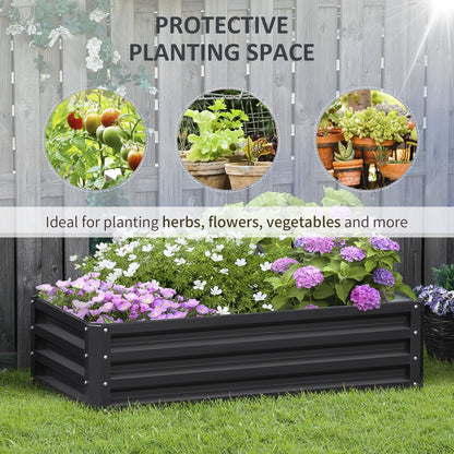 Galvanized Raised Garden Bed, Outdoor Planter Box for Vegetables, Flowers, Herbs, 4' x 2' x 1', Grey Galvanized Planter Boxes   at Gallery Canada