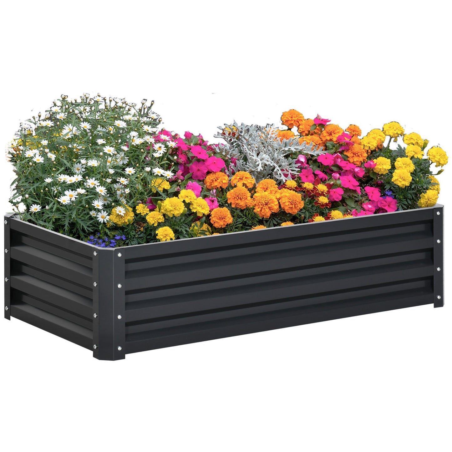 Galvanized Raised Garden Bed, Outdoor Planter Box for Vegetables, Flowers, Herbs, 4' x 2' x 1', Grey Galvanized Planter Boxes Grey  at Gallery Canada