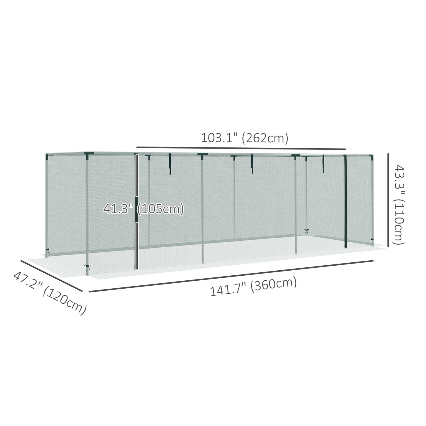 Galvanized Steel Crop Cage, Plant Protection Tent with Zippered Door, 12' x 4', Green Walk In Greenhouses   at Gallery Canada