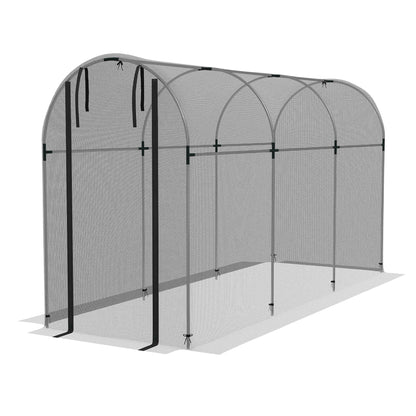 Galvanized Steel Crop Cage, Plant Protection Tent with Zippered Door, 4' x 12', Black Walk In Greenhouses Silver and Black  at Gallery Canada