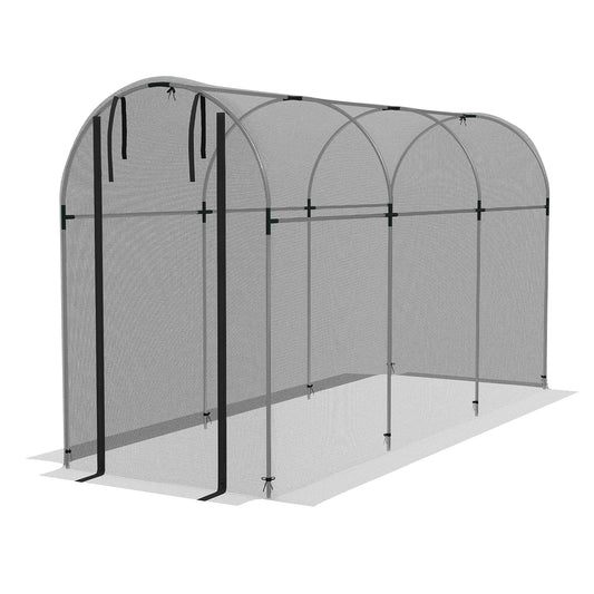 Galvanized Steel Crop Cage, Plant Protection Tent with Zippered Door, 4' x 12', Black - Gallery Canada