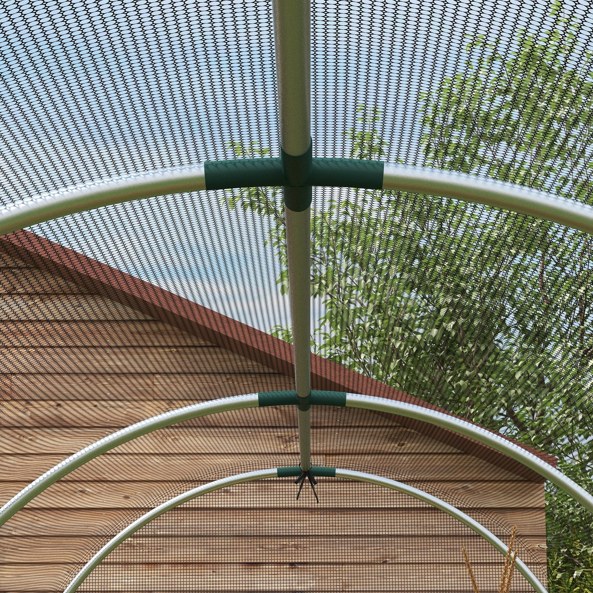 Galvanized Steel Crop Cage, Plant Protection Tent with Zippered Door, 4' x 12', Black Walk In Greenhouses   at Gallery Canada