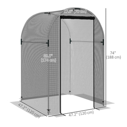 Galvanized Steel Crop Cage, Plant Protection Tent with Zippered Door, 4' x 4', Black Walk In Greenhouses   at Gallery Canada