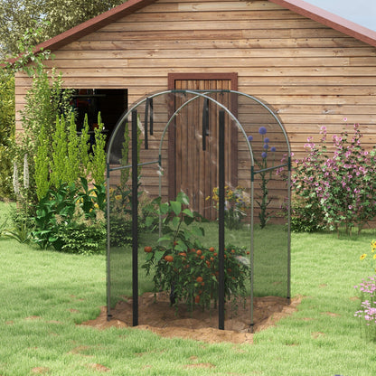 Galvanized Steel Crop Cage, Plant Protection Tent with Zippered Door, 4' x 4', Black Walk In Greenhouses   at Gallery Canada