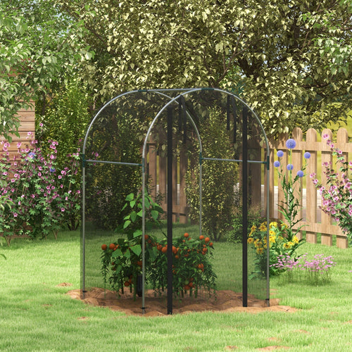 Galvanized Steel Crop Cage, Plant Protection Tent with Zippered Door, 4' x 4', Black